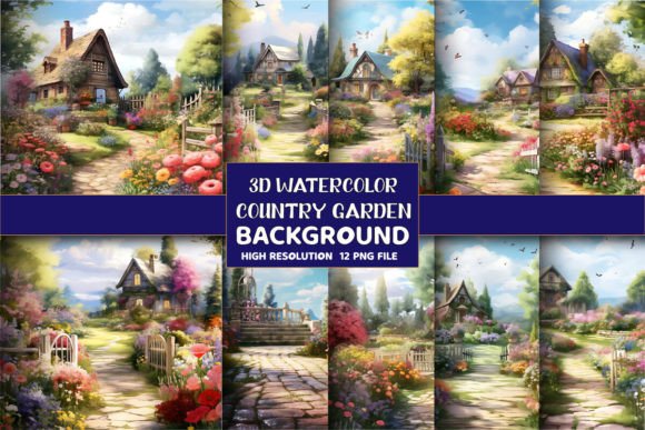 3D Watercolor Country Garden Backgrounds: A Digital Asset Review