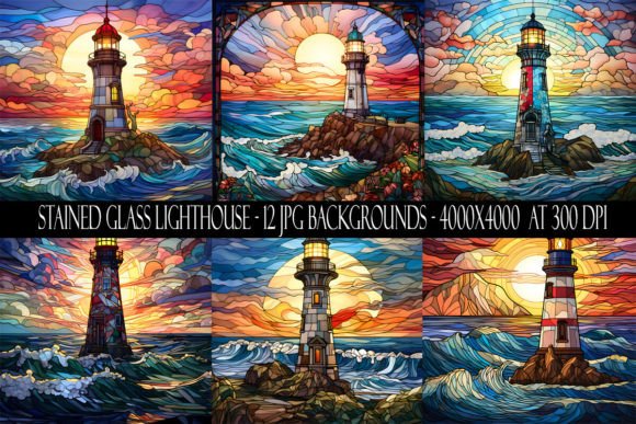 Capturing Coastal Charm with Stained Glass Lighthouse Backgrounds