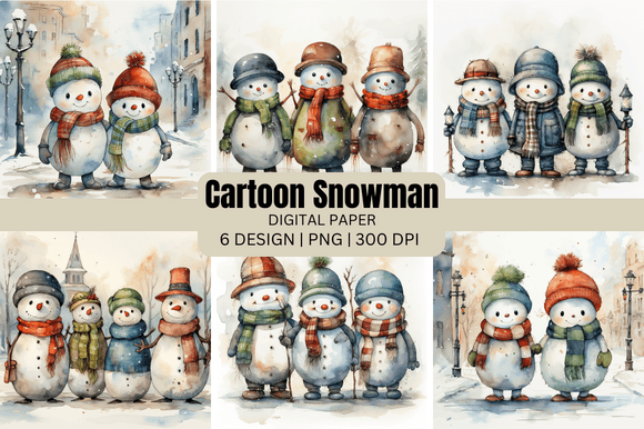 Cartoon Christmas Snowman Backgrounds for Festive Projects