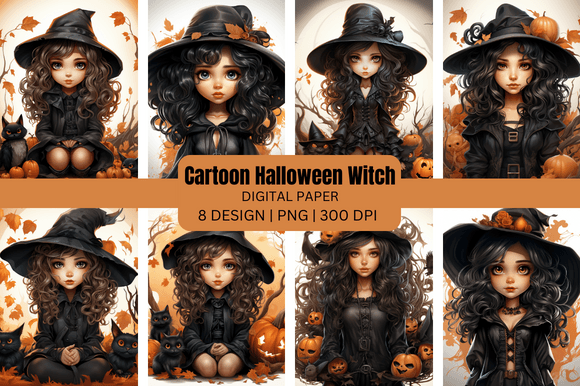 Cartoon Halloween Witch Backgrounds: Your Spooky Design Toolkit