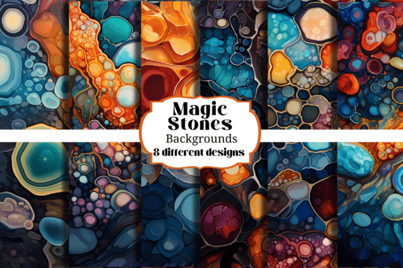 Colorful Magic Stones Gems Backgrounds: A Digital Toolkit for Luminous Design