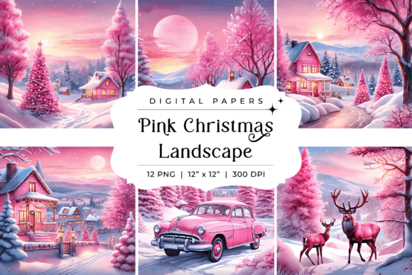 Pink Christmas Landscape Backgrounds: A Whimsical Winter Wonderland