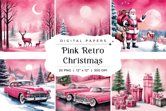 Pink Retro Vintage Christmas Backgrounds: A Designer's Delight