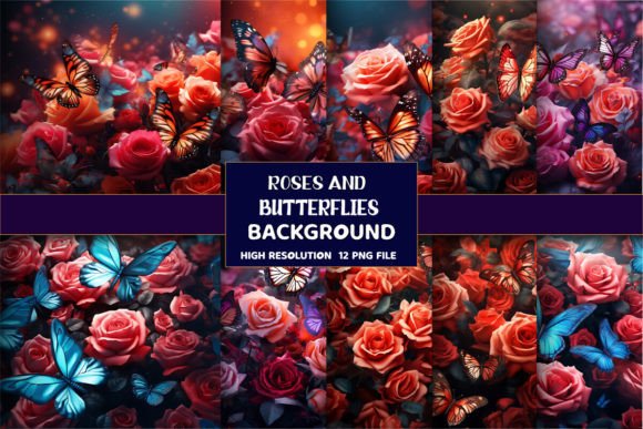 Roses and Butterflies Backgrounds: A Digital Design Asset for Every Creator