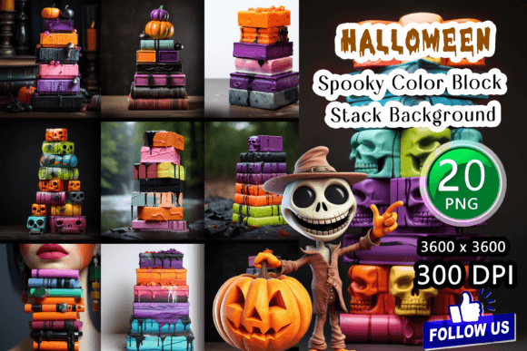 Spooky Color Block Stack Backgrounds: A Modern Halloween Aesthetic