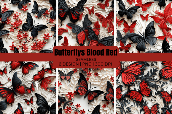 Vibrant Butterflys Blood Red Backgrounds for Creative Projects