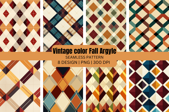 Warm Up Your Designs with Vintage Color Fall Argyle Backgrounds