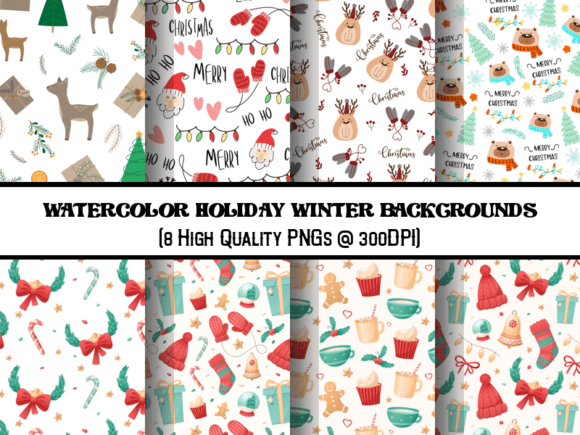 Watercolor Holiday Winter Backgrounds: Your Festive Design Toolkit