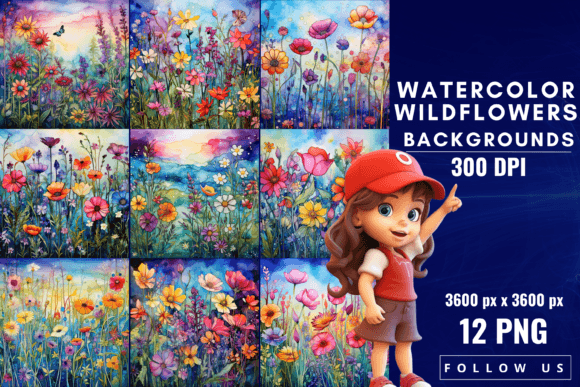 Watercolor Wildflowers Backgrounds: A Digital Garden for Your Designs